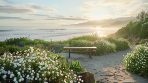 Ocean shore with sunrise Pacific Coast Cremation
